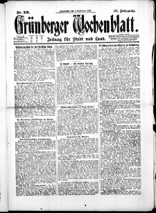 Gr&uuml;nberger Wochenblatt: Zeitung f&uuml;r Stadt und Land, No. 206. ( 3. September 1921 )