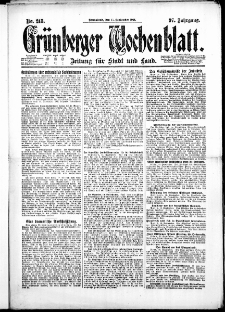 Gr&uuml;nberger Wochenblatt: Zeitung f&uuml;r Stadt und Land, No. 218. ( 17. September 1921 )