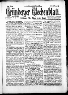 Gr&uuml;nberger Wochenblatt: Zeitung f&uuml;r Stadt und Land, No. 224. ( 24. September 1921 )