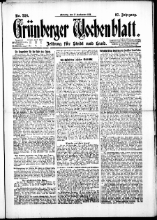 Gr&uuml;nberger Wochenblatt: Zeitung f&uuml;r Stadt und Land, No. 226. ( 27. September 1921 )