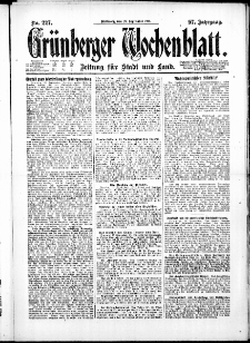 Gr&uuml;nberger Wochenblatt: Zeitung f&uuml;r Stadt und Land, No. 227. ( 28. September 1921 )