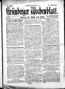 Gr&uuml;nberger Wochenblatt: Zeitung f&uuml;r Stadt und Land, No. 230. ( 1. Oktober 1921 )