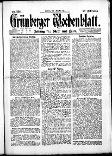 Gr&uuml;nberger Wochenblatt: Zeitung f&uuml;r Stadt und Land, No. 232. ( 4. Oktober 1921 )