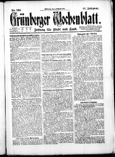 Gr&uuml;nberger Wochenblatt: Zeitung f&uuml;r Stadt und Land, No. 233. ( 5. Oktober 1921 )