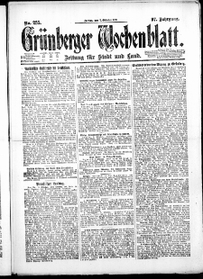 Gr&uuml;nberger Wochenblatt: Zeitung f&uuml;r Stadt und Land, No. 235. ( 7. Oktober 1921 )