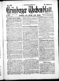 Gr&uuml;nberger Wochenblatt: Zeitung f&uuml;r Stadt und Land, No. 236. ( 8. Oktober 1921 )