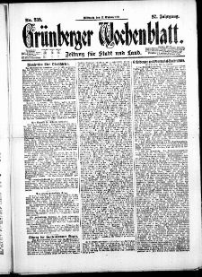 Gr&uuml;nberger Wochenblatt: Zeitung f&uuml;r Stadt und Land, No. 239. ( 12. Oktober 1921 )