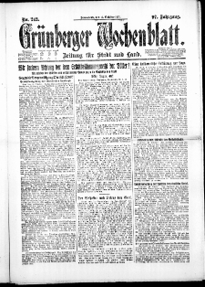 Gr&uuml;nberger Wochenblatt: Zeitung f&uuml;r Stadt und Land, No. 240. ( 13. Oktober 1921 )