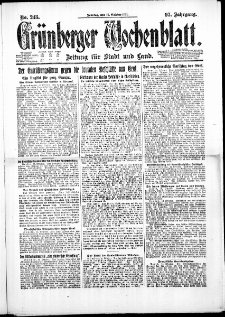 Gr&uuml;nberger Wochenblatt: Zeitung f&uuml;r Stadt und Land, No. 243. ( 16. Oktober 1921 )