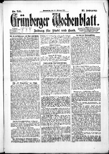 Gr&uuml;nberger Wochenblatt: Zeitung f&uuml;r Stadt und Land, No. 246. ( 20. Oktober 1921 )