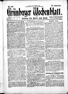Gr&uuml;nberger Wochenblatt: Zeitung f&uuml;r Stadt und Land, No. 247. ( 21. Oktober 1921 )