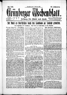 Gr&uuml;nberger Wochenblatt: Zeitung f&uuml;r Stadt und Land, No. 248. ( 22. Oktober 1921 )