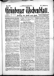 Gr&uuml;nberger Wochenblatt: Zeitung f&uuml;r Stadt und Land, No. 249. ( 23. Oktober 1921 )