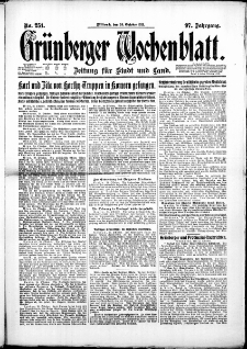 Gr&uuml;nberger Wochenblatt: Zeitung f&uuml;r Stadt und Land, No. 251. ( 26. Oktober 1921 )