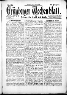 Gr&uuml;nberger Wochenblatt: Zeitung f&uuml;r Stadt und Land, No. 254. ( 29. Oktober 1921 )