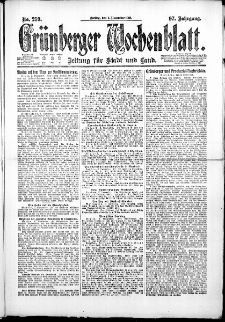 Gr&uuml;nberger Wochenblatt: Zeitung f&uuml;r Stadt und Land, No. 259. ( 4. November 1921 )