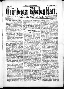 Gr&uuml;nberger Wochenblatt: Zeitung f&uuml;r Stadt und Land, No. 261. ( 6. November 1921 )