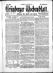 Gr&uuml;nberger Wochenblatt: Zeitung f&uuml;r Stadt und Land, No. 263. ( 9. November 1921 )