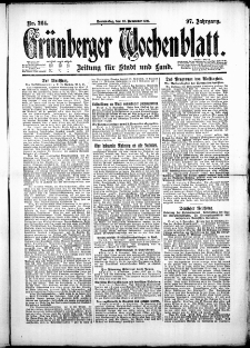 Gr&uuml;nberger Wochenblatt: Zeitung f&uuml;r Stadt und Land, No. 264. ( 10. November 1921 )
