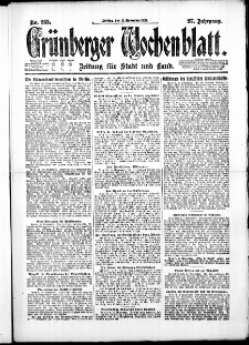 Gr&uuml;nberger Wochenblatt: Zeitung f&uuml;r Stadt und Land, No. 265. ( 11. November 1921 )