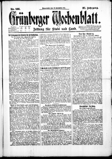 Gr&uuml;nberger Wochenblatt: Zeitung f&uuml;r Stadt und Land, No. 266. ( 12. November 1921 )