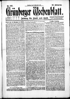 Gr&uuml;nberger Wochenblatt: Zeitung f&uuml;r Stadt und Land, No. 267. ( 13. November 1921 )