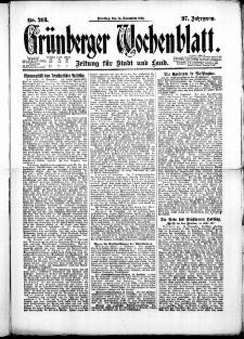 Gr&uuml;nberger Wochenblatt: Zeitung f&uuml;r Stadt und Land, No. 268. ( 15. November 1921 )