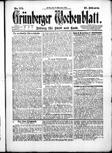 Gr&uuml;nberger Wochenblatt: Zeitung f&uuml;r Stadt und Land, No. 270. ( 18. November 1921 )