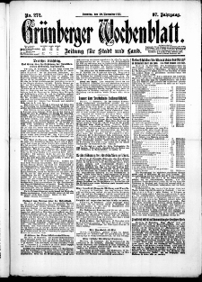 Grünberger Wochenblatt: Zeitung für Stadt und Land, No. 272. ( 20. November 1921 )