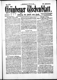 Gr&uuml;nberger Wochenblatt: Zeitung f&uuml;r Stadt und Land, No. 275. ( 24. November 1921 )