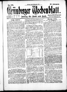 Gr&uuml;nberger Wochenblatt: Zeitung f&uuml;r Stadt und Land, No. 276. ( 25. November 1921 )