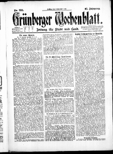 Gr&uuml;nberger Wochenblatt: Zeitung f&uuml;r Stadt und Land, No. 282. ( 2. Dezember 1921 )