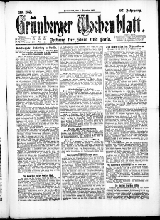 Gr&uuml;nberger Wochenblatt: Zeitung f&uuml;r Stadt und Land, No. 283. ( 3. Dezember 1921 )