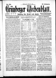 Gr&uuml;nberger Wochenblatt: Zeitung f&uuml;r Stadt und Land, No. 284. ( 4. Dezember 1921 )