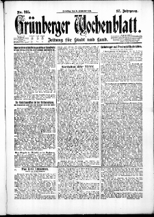 Gr&uuml;nberger Wochenblatt: Zeitung f&uuml;r Stadt und Land, No. 285. ( 6. Dezember 1921 )
