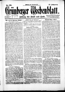 Gr&uuml;nberger Wochenblatt: Zeitung f&uuml;r Stadt und Land, No. 286. ( 7. Dezember 1921 )