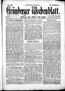 Gr&uuml;nberger Wochenblatt: Zeitung f&uuml;r Stadt und Land, No. 287. ( 8. Dezember 1921 )