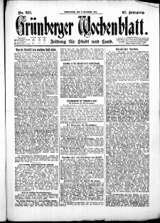 Grünberger Wochenblatt: Zeitung für Stadt und Land, No. 287. ( 8. Dezember 1921 )