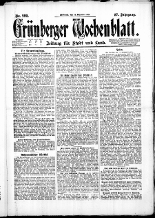 Gr&uuml;nberger Wochenblatt: Zeitung f&uuml;r Stadt und Land, No. 292. ( 14. Dezember 1921 )