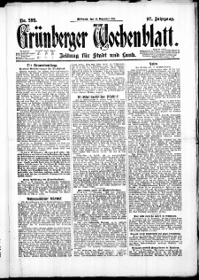 Grünberger Wochenblatt: Zeitung für Stadt und Land, No. 292. ( 14. Dezember 1921 )