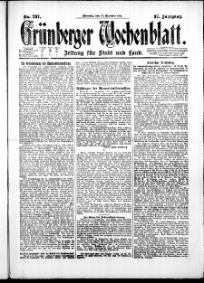 Gr&uuml;nberger Wochenblatt: Zeitung f&uuml;r Stadt und Land, No. 297. ( 20. Dezember 1921 )