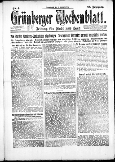 Gr&uuml;nberger Wochenblatt: Zeitung f&uuml;r Stadt und Land, No. 4. ( 6. Januar 1923 )