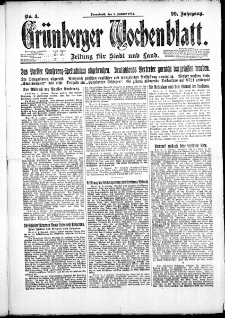 Grünberger Wochenblatt: Zeitung für Stadt und Land, No. 4. ( 6. Januar 1923 )