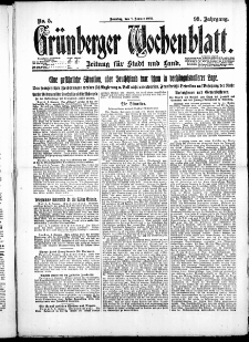Gr&uuml;nberger Wochenblatt: Zeitung f&uuml;r Stadt und Land, No. 5. ( 7. Januar 1923 )