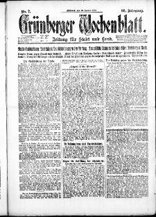 Gr&uuml;nberger Wochenblatt: Zeitung f&uuml;r Stadt und Land, No. 7. ( 10. Januar 1923 )