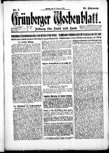 Gr&uuml;nberger Wochenblatt: Zeitung f&uuml;r Stadt und Land, No. 9. ( 12. Januar 1923 )