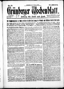 Gr&uuml;nberger Wochenblatt: Zeitung f&uuml;r Stadt und Land, No. 10. ( 13. Januar 1923 )