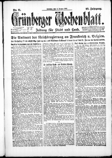 Gr&uuml;nberger Wochenblatt: Zeitung f&uuml;r Stadt und Land, No. 11. ( 14. Januar 1923 )