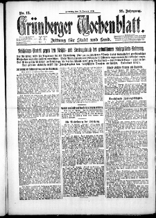 Gr&uuml;nberger Wochenblatt: Zeitung f&uuml;r Stadt und Land, No. 12. ( 15. Januar 1923 )