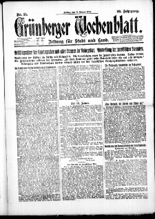 Gr&uuml;nberger Wochenblatt: Zeitung f&uuml;r Stadt und Land, No. 15. ( 19. Januar 1923 )